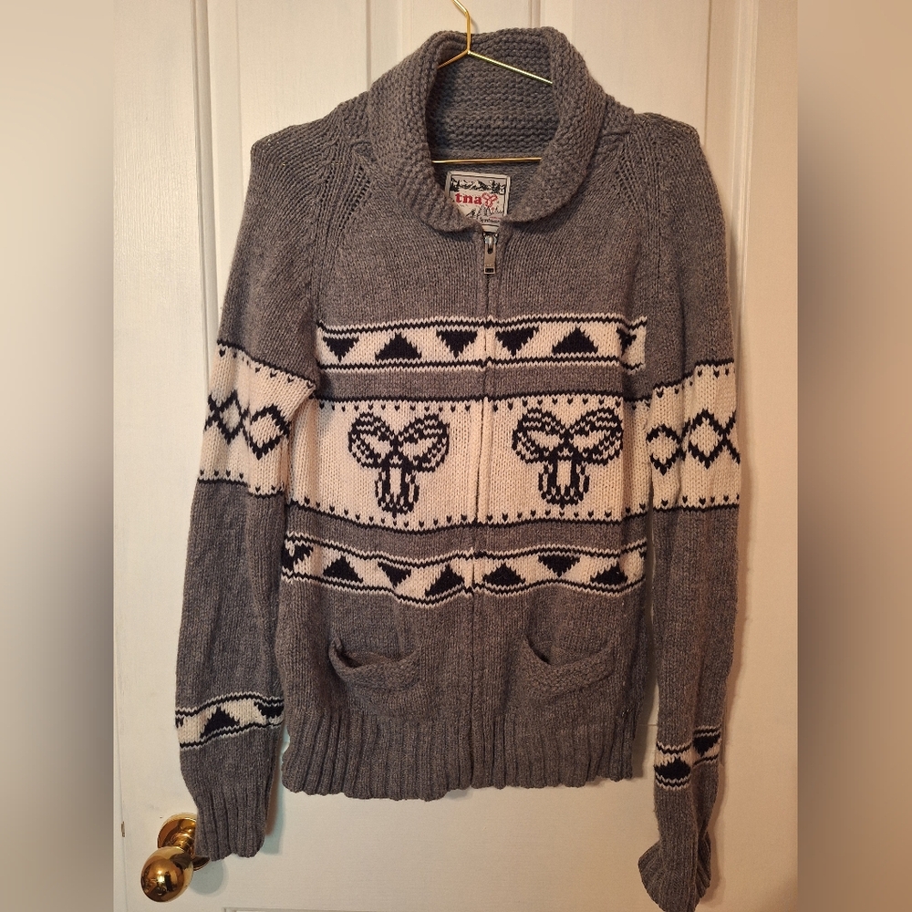 XL Vintage Grey TNA Sportswear Knit Cartigan